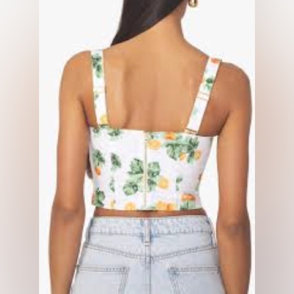 Citrus 🍊 print crop corset top |XL| gold tone hardware zip back WeWoreWhat - Picture 2 of 5